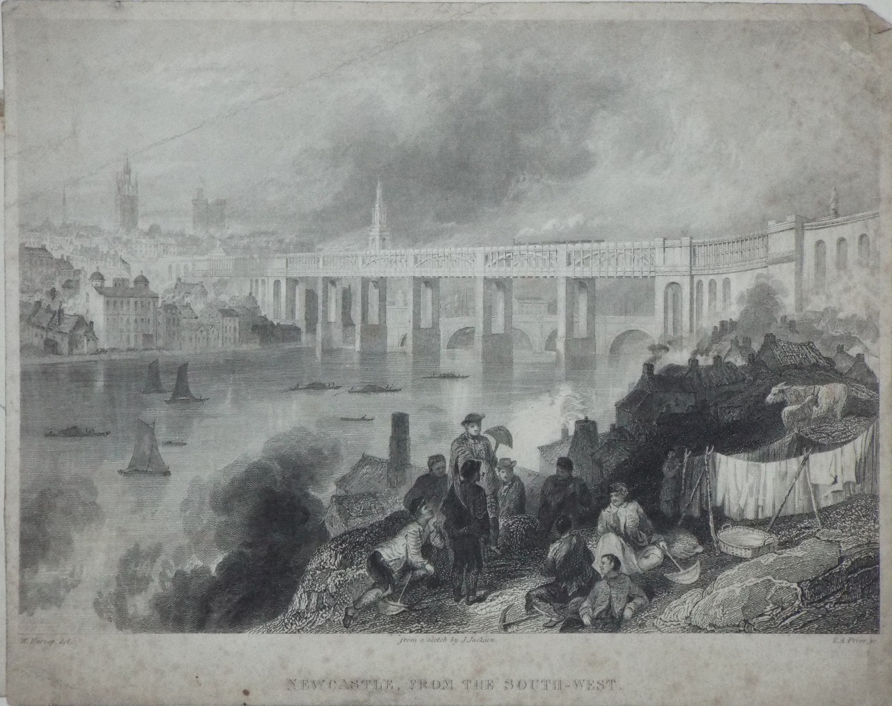 Print - Newcastle, from the South-West. - Prior